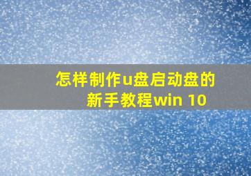 怎样制作u盘启动盘的新手教程win 10